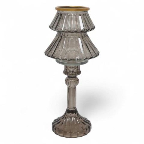 PORTACANDELA VETRO TALLINA GRIGIO H.25